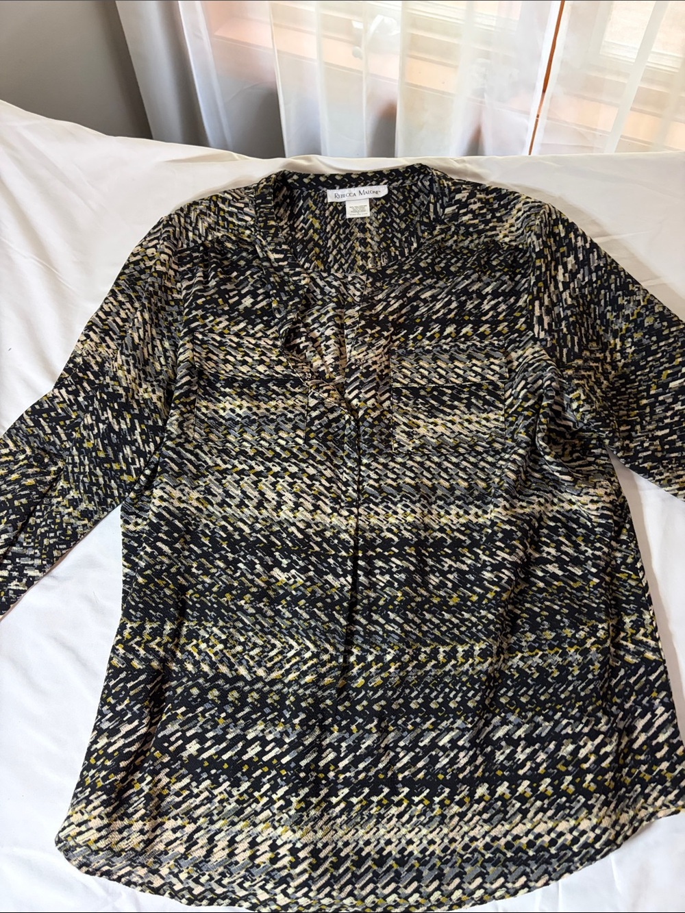 Rebecca Malone Black and Yellow Patterned Lightweight Jacket